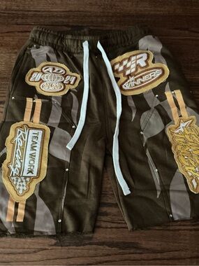 Astr Olive Green Fleece-Lined Shorts with Black Logo